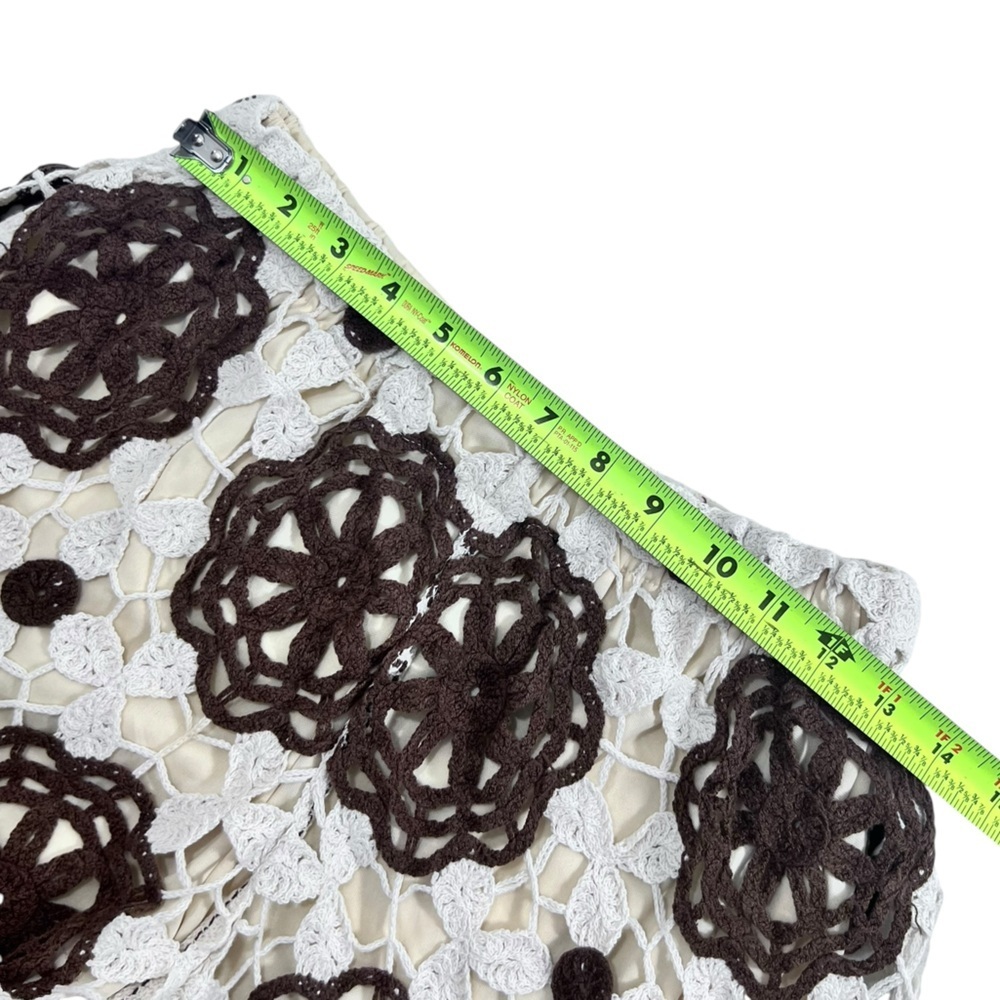 Rebellion Cream and Brown Crochet Cropped Tank and Shorts Set, Medium - Picture 9 of 16